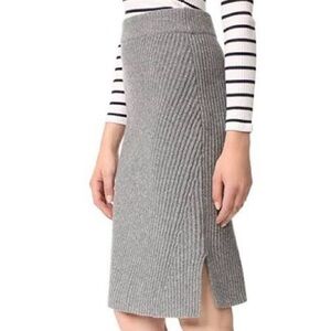 Madewell Gray Ribbed Knit Merino Wool Pencil Skirt